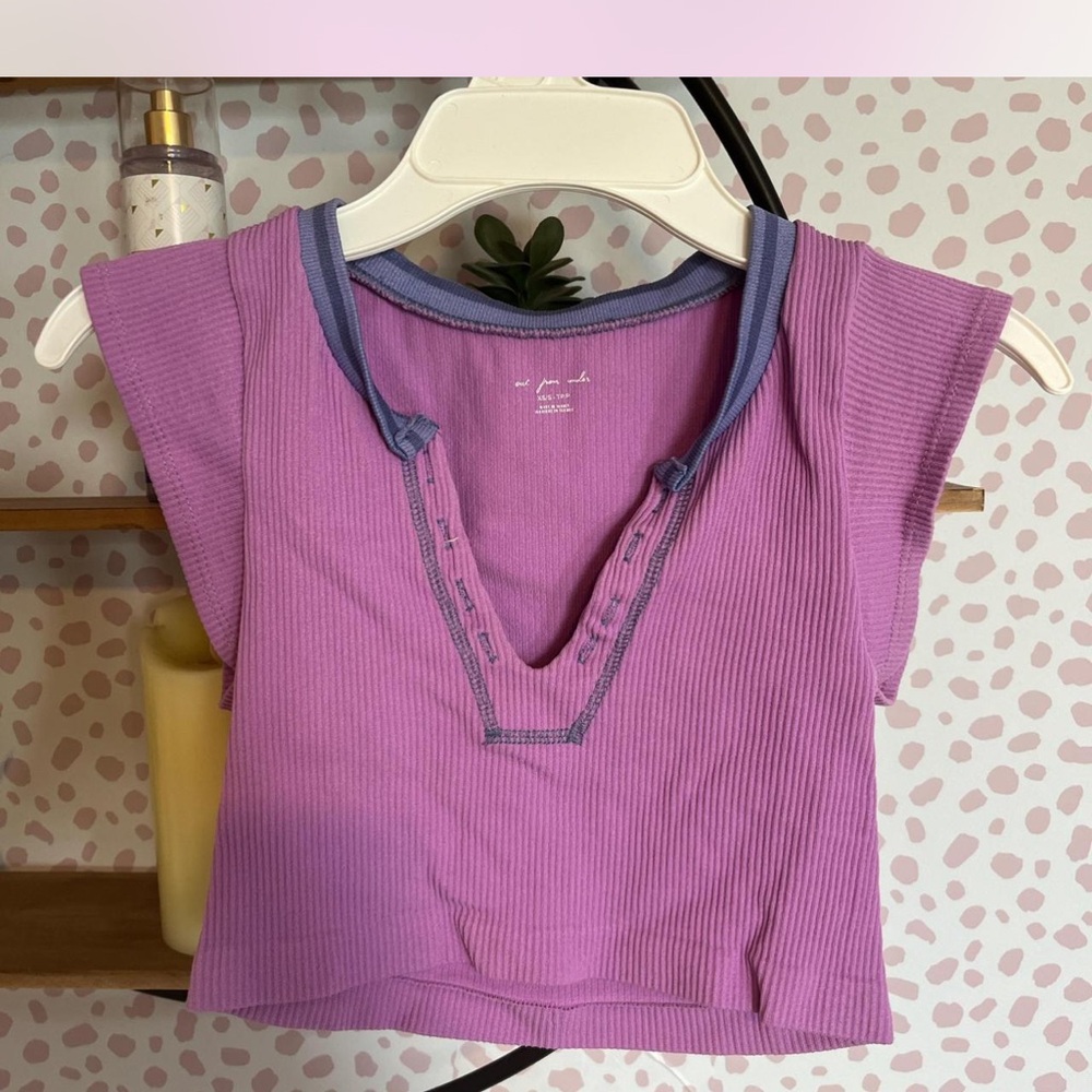 Urban Outfitters Purple Crop Top with Blue Trim